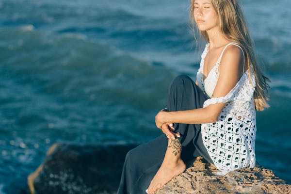 Peaceful meditation by the ocean